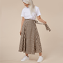 Brown check wrap skirt