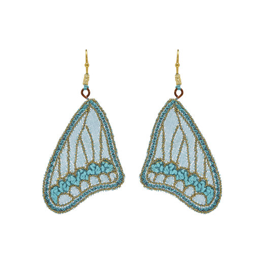 Butterfly wings earrings made of silk and embroidery