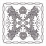 A square print featuring an black and white illustration. Various jewellery pieces are drawn together to create a pattern.
