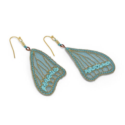 Silk butterfly wing hook earrings